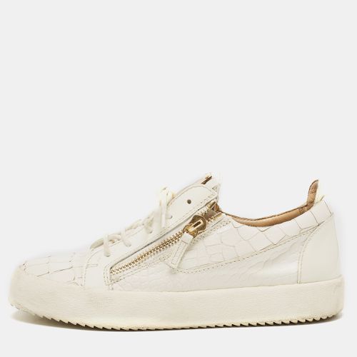 Giuseppe Zanotti White Croc Embossed Leather Frankie Low Top Sneakers Size 42 - Giuseppe Zanotti - Modalova