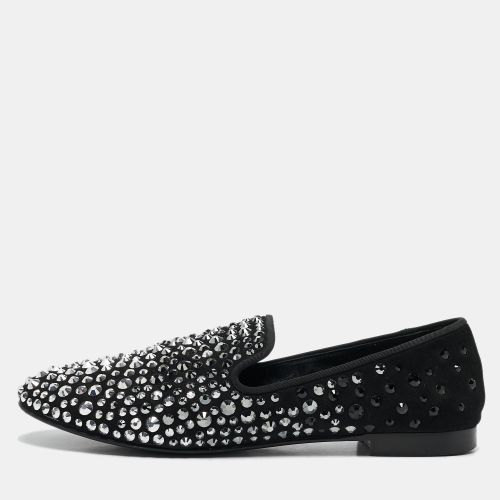 Giuseppe Zanotti Black Suede Crystal Embellished David Smoking Slippers Size 41.5 - Giuseppe Zanotti - Modalova
