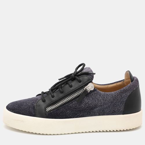 Giuseppe Zanotti Navy Blue Faux Suede and Leather Bontia Low Top Sneakers Size 43 - Giuseppe Zanotti - Modalova