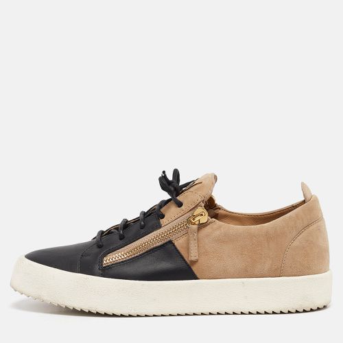 Giuseppe Zanotti Beige/Black Leather and Suede Frankie Lace Up Sneakers Size 44 - Giuseppe Zanotti - Modalova