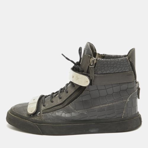 Giuseppe Zanotti Grey Croc Embossed Leather High Top Sneakers Size 46 - Giuseppe Zanotti - Modalova