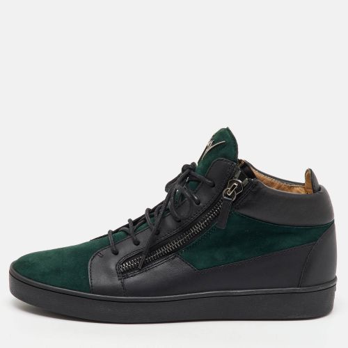 Giuseppe Zanotti Green/Black Suede and Leather Double Zip High Top Sneakers Size 45 - Giuseppe Zanotti - Modalova