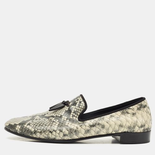 Giuseppe Zanotti Grey/Beige Python Embossed Leather Smoking Slippers Size 45 - Giuseppe Zanotti - Modalova