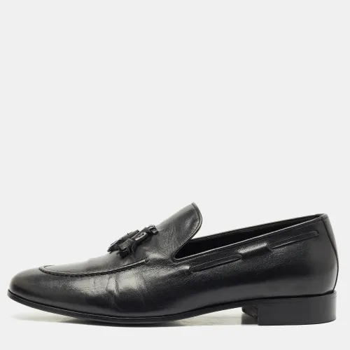 Giuseppe Zanotti Black Leather Fringe Slip On Loafers Size 45 - Giuseppe Zanotti - Modalova