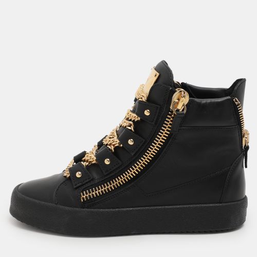 Giuseppe Zanotti Black Leather London Birel Chain Embellished High Top Sneakers Size 41 - Giuseppe Zanotti - Modalova