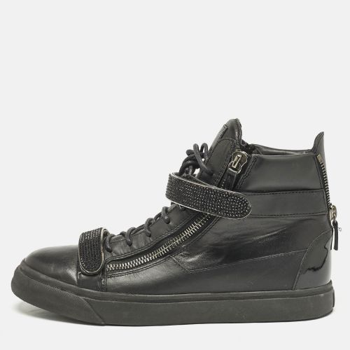 Giuseppe Zanotti Black Leather Coby High Top Sneakers Size 44.5 - Giuseppe Zanotti - Modalova