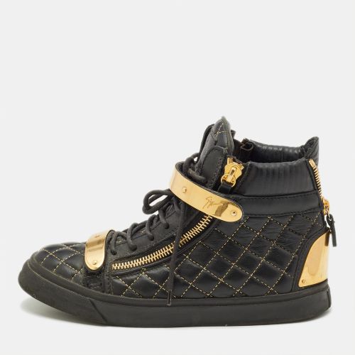 Giuseppe Zanotti Gold/Black Leather Coby High Top Sneakers Size 39 - Giuseppe Zanotti - Modalova