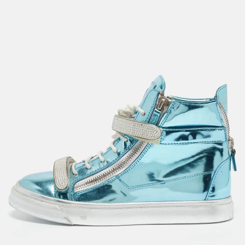 Giuseppe Zanotti Blue Leather Double Zip High Top Sneakers Size 40 - Giuseppe Zanotti - Modalova