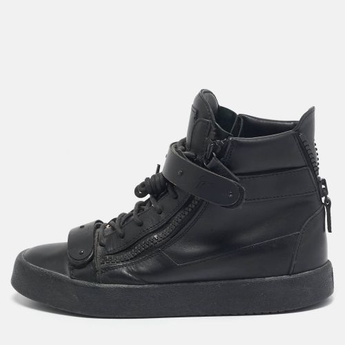 Giuseppe Zanotti Black Leather Double Zip High Top Sneakers Size 39 - Giuseppe Zanotti - Modalova