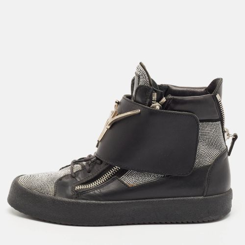 Giuseppe Zanotti Black/Silver Leather Double Zip High Top Sneakers Size 40 - Giuseppe Zanotti - Modalova