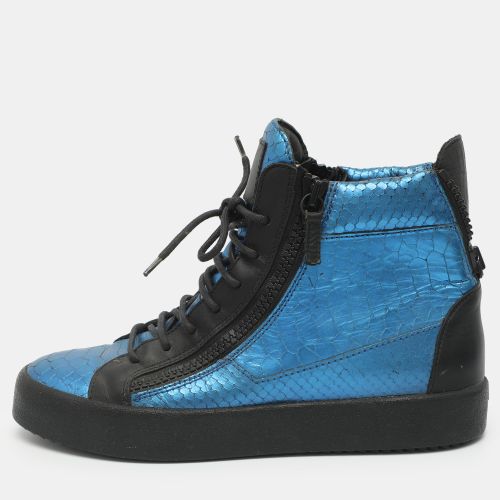 Size 41.5 Metallic /Black Python Embossed Leather High Top Sneakers - Giuseppe Zanotti - Modalova
