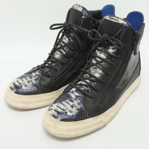 Size 41 /Blue Python Embossed and Leather High Top Sneakers - Giuseppe Zanotti - Modalova