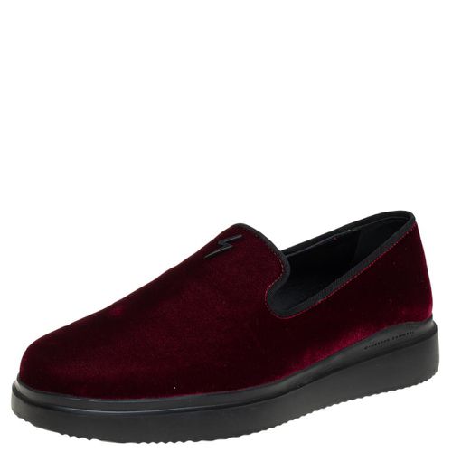 Giuseppe Zanotti Burgundy Velvet Slip On Sneakers Size 42 - Giuseppe Zanotti - Modalova