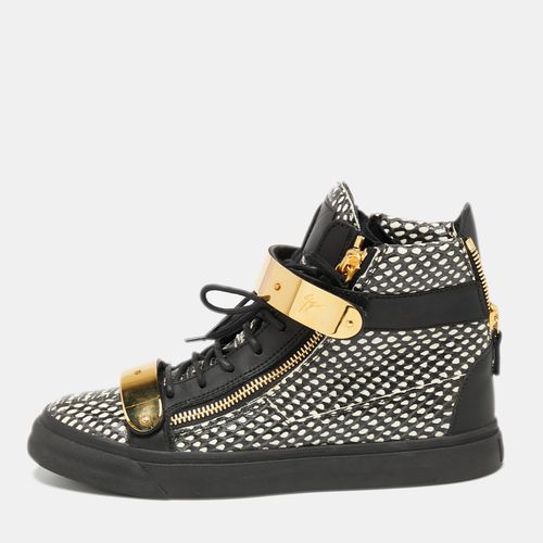 Giuseppe Zanotti Black/White Snakeskin Embossed And Leather High Top Double Zip Sneakers Size 40 - Giuseppe Zanotti - Modalova