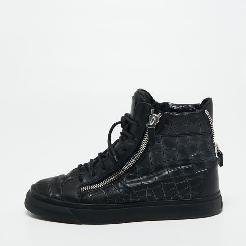 Giuseppe Zanotti Black Croc Embossed Leather London High Top Sneakers Size 41 - Giuseppe Zanotti - Modalova