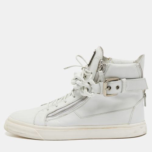 Giuseppe Zanotti White Leather Metal Chain High Top Sneakers Size 44 - Giuseppe Zanotti - Modalova