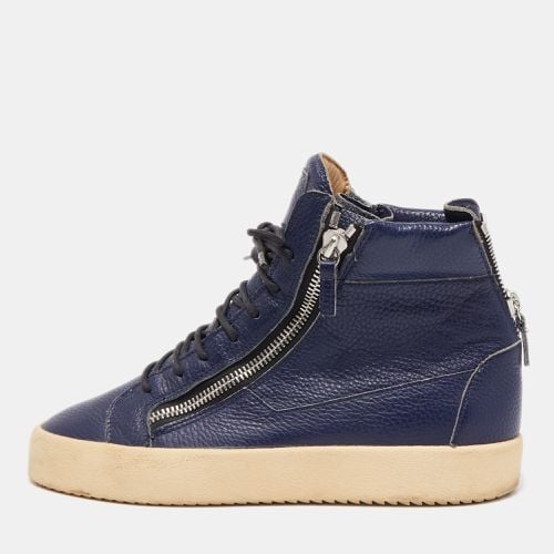 Giuseppe Zanotti Navy Blue Leather High Top Sneakers Size 43 - Giuseppe Zanotti - Modalova