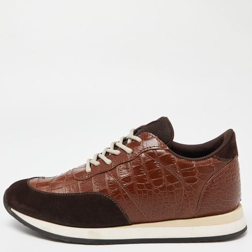 Giuseppe Zanotti Brown Croc Embossed and Suede Sneakers Size 41 - Giuseppe Zanotti - Modalova