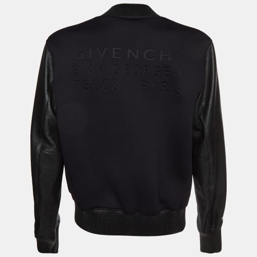 Leather and Neoprene Button Front Bomber Jacket XXL - Givenchy - Modalova
