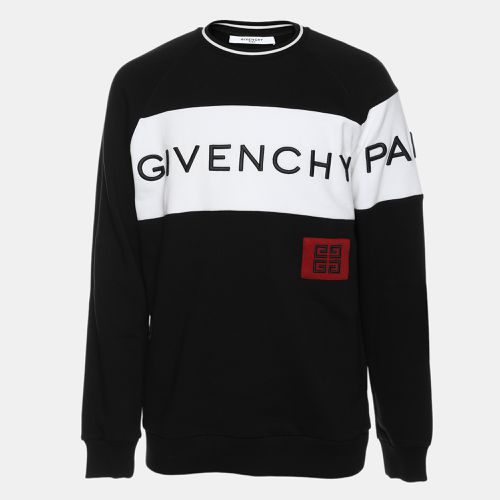 Givenchy Black/White Cotton Knit Logo Embroidered Crew Neck Sweatshirt XS - Givenchy - Modalova