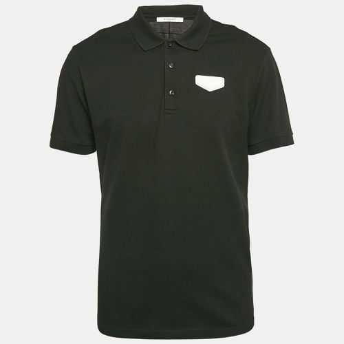 Givenchy Black Cotton Pique Leather Patch Detail Polo XL - Givenchy - Modalova