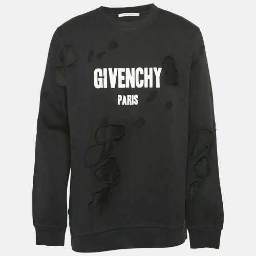 Givenchy Black Distressed Logo Print Cotton Sweatshirt M - Givenchy - Modalova