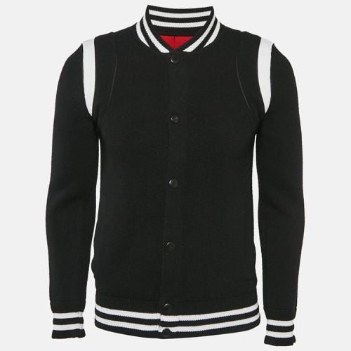 Givenchy Black Logo Intarsia Back Wool Knit Bomber Jacket S - Givenchy - Modalova