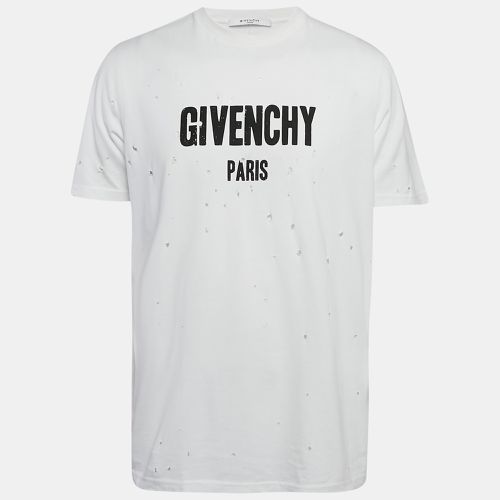 Givenchy White Logo Print Cotton Distressed T-Shirt S - Givenchy - Modalova