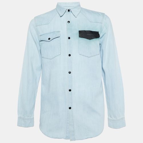 Givenchy Light Blue Denim Leather Trim Detail Shirt M - Givenchy - Modalova