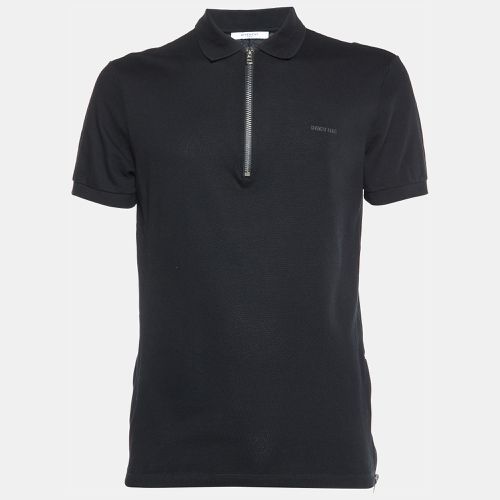 Givenchy Black Cotton Knit Zip Detailed Short Sleeve Polo T-Shirt L - Givenchy - Modalova