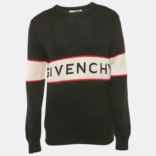 Givenchy Black Logo Intarsia Rib Knit Sweater L - Givenchy - Modalova