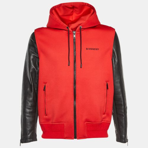 Givenchy Red Jersey & Leather Zip Up Hooded Jacket L - Givenchy - Modalova