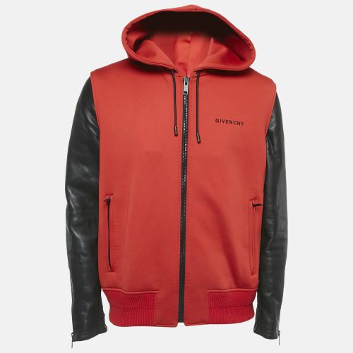 Givenchy Red Neoprene and Leather Zip Up Hooded Jacket XL - Givenchy - Modalova
