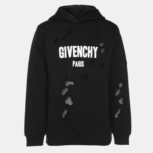 Givenchy Black Cotton Knit Ripped Hoodie M - Givenchy - Modalova
