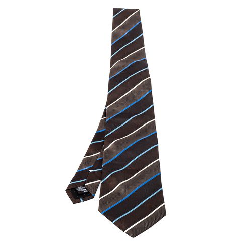 Givenchy Brown Diagonal Striped Silk Tie - Givenchy - Modalova