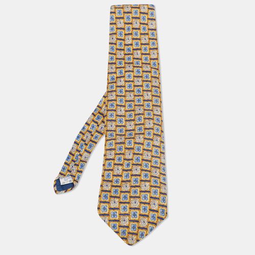 Givenchy Vintage Yellow & Blue Floral Motif Silk Tie - Givenchy - Modalova