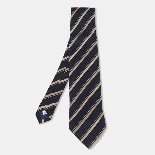 Givenchy Dark Blue & Gold Striped Silk Tie - Givenchy - Modalova