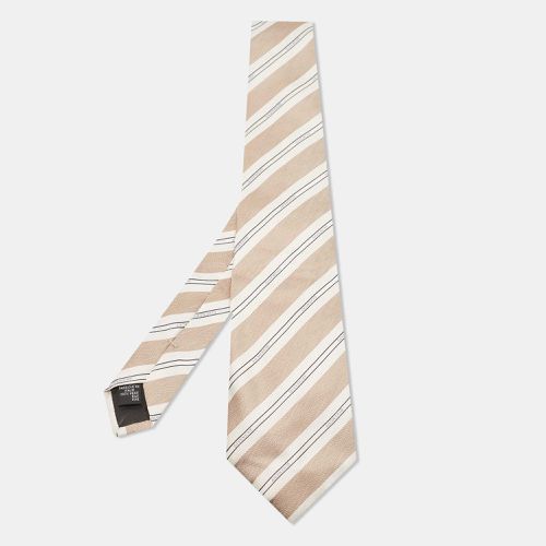 Givenchy Beige Logo Diagonal Striped Silk Tie - Givenchy - Modalova