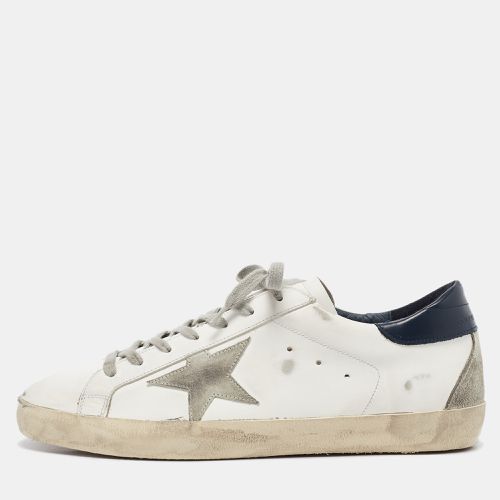 Golden Goose White/Grey Leather and Suede Super Star Low Top Sneakers Size 45 - Golden Goose - Modalova