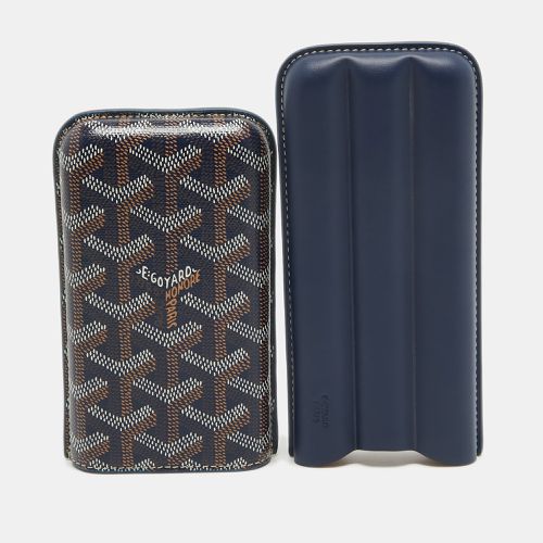 Goyard Navy Blue Goyardine Coated Canvas and Leather Churchill 3 Cigar Case - Goyard - Modalova