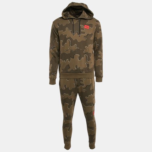 Hugo Boss Green Military Print Cotton Knit Hoodie & Cargo Jogger Set S - Hugo Boss - Modalova