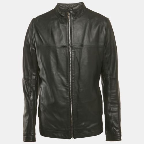Hugo Boss Black Leather Zip-Up Laudin Jacket 3XL - Hugo Boss - Modalova