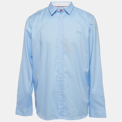 Hugo Boss Blue Logo Embroidered Cotton Long Sleeve Shirt XXXL - Hugo Boss - Modalova