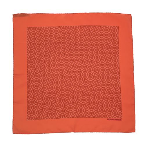 Hermes Orange Chaine D'Ancre Silk Pocket Square - Hermes - Modalova