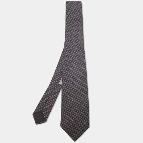 Hermès Black Chain Link Print Silk Tie - Hermes - Modalova