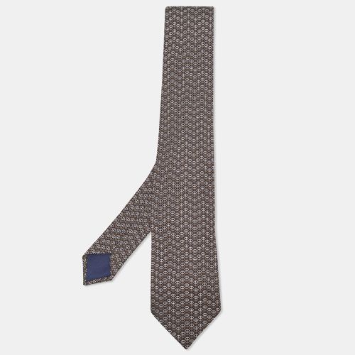 Hermes Brown Printed Silk Tie - Hermes - Modalova