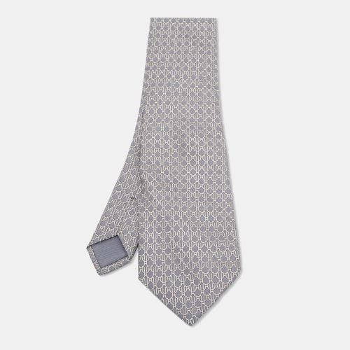 Hermès Grey Printed Silk Twill Traditional Tie - Hermes - Modalova