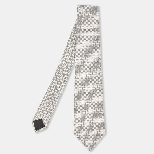 Hermès Monochrome Interlace Pattern Silk Tie - Hermes - Modalova