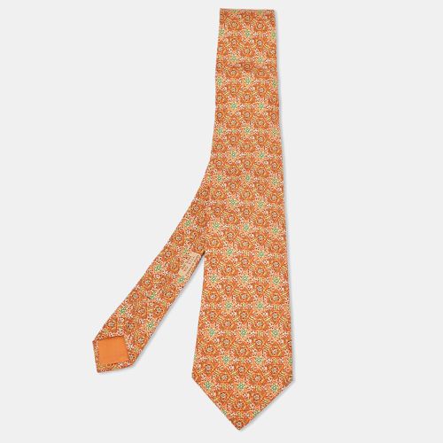 Hermès Orange France Star Print Silk Traditional Tie - Hermes - Modalova