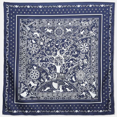 Hermes Blue Peuple du Vent Silk Bandana Scarf - Hermes - Modalova